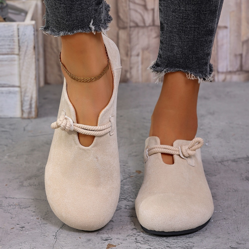 Womens Heels - Damen-Loafer mit runder Zehenpartie, geknotetem Seilriemen,