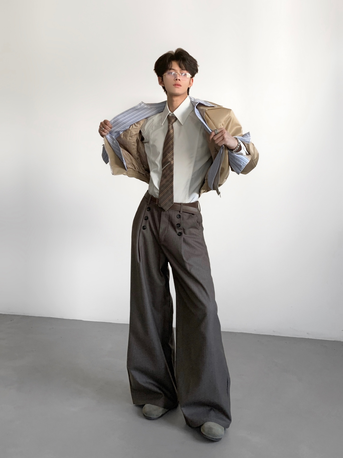 Tailored Trouser Wide - Ace Tailors Herren-Freizeithose mit Streifenmuster, locker