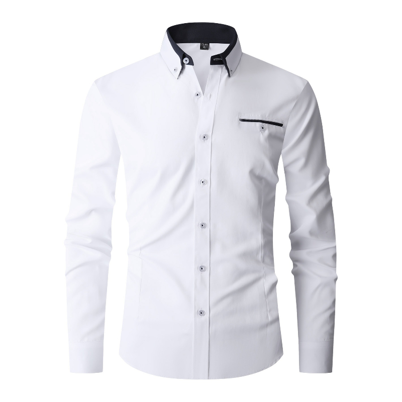 Formal Dress - Herren Formelles Hemd Langarm Büro Einfarbig