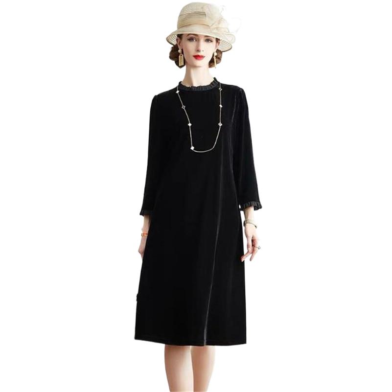 Midi Dress - Neues Frühjahr 2026 Damen A-Linien Samtkleid