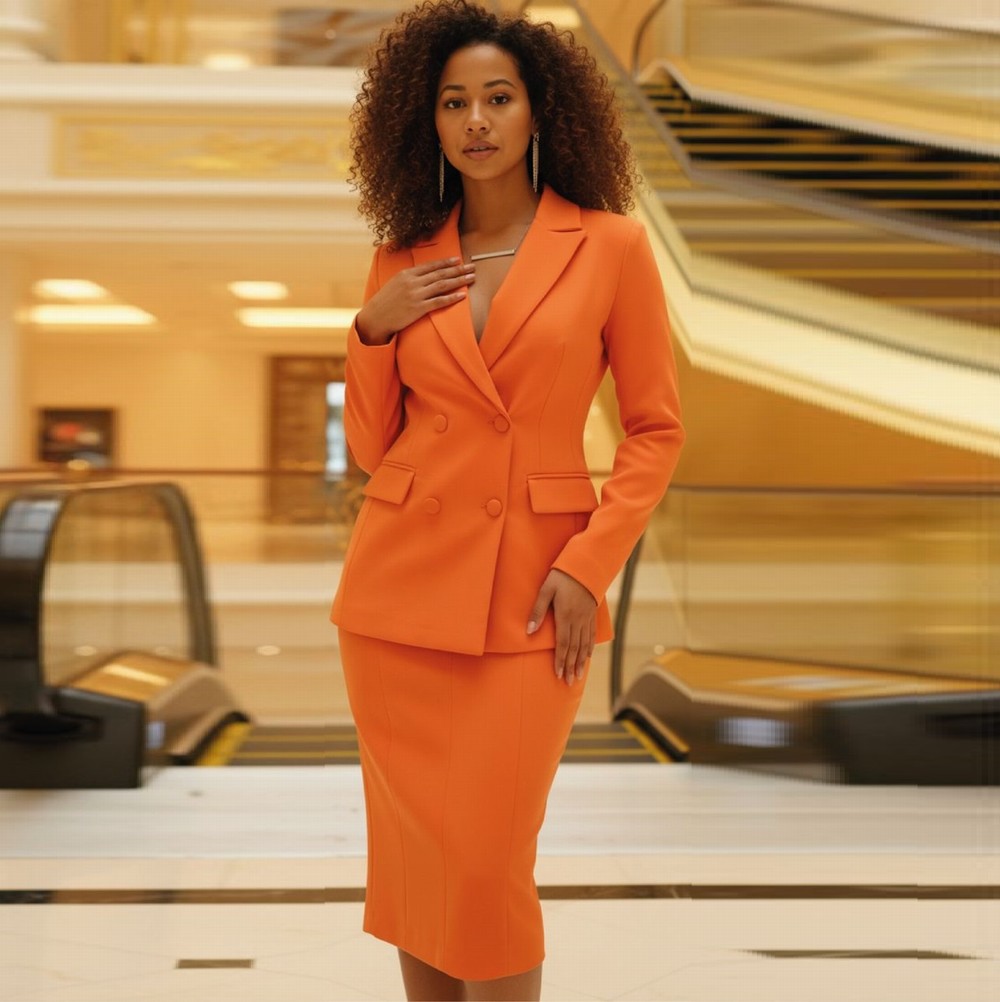 Orangefarbener formeller neuer – Formal Skirt Bewertung und Preis
